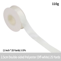 Off-white 2.5cm double-sided polyester ribbon roll for gift wrapping, 25 yards length - Double-faced Polyester / 2.5cm Wide * 25 Yards / Off White