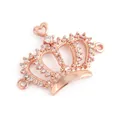 Rose gold crown charm connector with heart detail and white cubic zirconia accents - M588985-Rose Gold