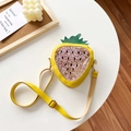 Bolso bandolera de fresa amarilla para niña con lentejuelas de estrellas rosas - Amarillo