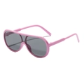 Modern oversized pink frame sunglasses with dark grey lenses for children - Purple-Pink Frame Grey Lens