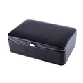 Portagioie portatile in pelle PU nera con trama litchi e chiusura in metallo - Nero