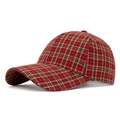 Berretto da baseball classico in cotone scozzese rosso con struttura a sei pannelli - Rosso