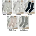 Set of 5 pairs women's ballet style mesh socks with cute bow embroidery in various colors - 5 Pairs Set (Random Colors)