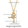 Detailed size specifications for 18K gold plated flower necklace with zircon pendant - Peacock Feather Style (KN0490)