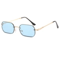 Gafas de sol octagonales sin montura con lentes azul claro y patillas de metal dorado - Montura Dorada Lentes Azules