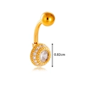 Gold-plated stainless steel belly ring with large sparkling zircon and textured edges - Gold Round Pave Style (0200-10# Gold)