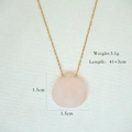 Detail view of pink gemstone pendant with dimensions 1.5cm and chain length 41+5cm - Rose Quartz