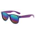 Kids colorful sunglasses with navy frames, purple temples and rainbow mirror lenses - Blue Frame Purple Temple/Colorful Mirror