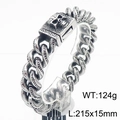Bracciale teschio punk in acciaio inossidabile con catena cubana pesante da 124g - Nero Argentato (KB184823-KJX)