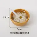 Miniature gold bowl with green bean porridge and spoon toy, 3cm food keychain model - 3cm Gold Bowl-No.6 (No Hook)