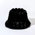 Macro shot of vertical stripe texture on black faux fur bucket hat for winter - M (56-58cm) / Black
