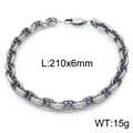 Retro titanium steel pig nose link chain bracelet with lobster clasp, 210x6mm size - Bracelet / Gunmetal Bracelet (KB163127-KFC)