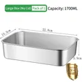 1700ML large rectangular 304 stainless steel food storage box without lid container - 304 Large (No Lid/1700ML)