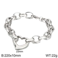 Bracciale a cuore in acciaio inossidabile argento con ciondolo traforato e misure - Bracciale 22cm / Color Acciaio