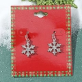 Boucles d'oreilles flocons de neige argentés avec strass blancs pour Noël - 05 Flocon de neige en strass argenté