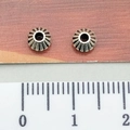 Antique silver tapered gear beads for DIY jewelry making shown with ruler scale - Gear Texture Spacer Bead