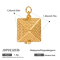 Gouden vierkante hanger van roestvrij staal met piramidestructuur voor DIY-sieraden - Getextureerd Vierkant(JDP0212036)
