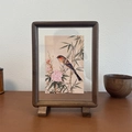 Cadre photo magnétique en bois de noyer noir avec verre double face sur socle - 3 Pouces [Intérieur 5,5 * 8,4] [Vertical Uniquement]