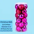 Lot de 24 boules de Noël rose rouge, finitions brillantes, mates et pailletées, 6 cm - 6cm (Lot de 24) / Rose rouge
