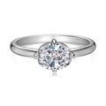 Sparkling S925 sterling silver ring featuring oval ice cut stone with four-prong setting - Silver/White Zirconia (Oval Prong)