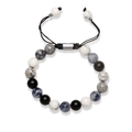 Natural 10mm stone bead bracelet set with adjustable black cord for men and women - Howlite + Map Stone + Sodalite + Matte Black