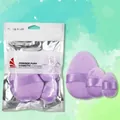 Three-piece set of purple velvet makeup puffs in various sizes with ribbon finger straps - Purple / 3pcs Set (OPP Bag)