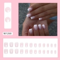 Pink and white gradient short square glitter press-on nails set with 24 glossy pieces - Sweet Pink Gradient Glitter Style (W1268)