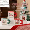 380ml rot-grüner Santa Claus Keramikbecher mit goldenem Tannenbaum-Löffel - Goldener Weihnachtsbaum Rührlöffel Set (916-15圣诞老人杯)