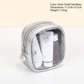 Silver PU leather cosmetic bag with transparent window, size 11.5x6x13.5cm and 116.4g - Silver Small Handbag