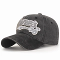 Berretto da baseball grigio lavato regolabile con toppa ricamata vintage Original 76 - Nero Lavato (Original 76) / Nero