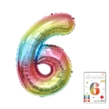 Rainbow gradient 40 inch number 6 foil balloon with paper card packaging for parties - 40-inch Gradient 6-band Paper Card