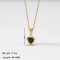 Golden heart necklace with emerald green stone, 40+5cm adjustable chain length - Necklace-Gold Green Zircon