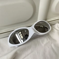 Chic white oval frame sunglasses with dark lenses for outdoor cycling and sports - Eagle Beak White Frame Mercury Lens