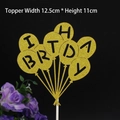 Glittery gold balloon-shaped Happy Birthday cake topper with 12.5cm width dimension - Balloon Gold