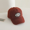 Detailed texture of rust red sherpa fleece fabric on a winter baseball cap - 54-56cm (approx. 4-10 years) / Burgundy