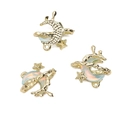 Star and moon gold-rimmed iridescent alloy charms for DIY necklaces and bracelets - Blue Moon 17x18mm