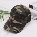 Detail view of camouflage baseball cap featuring six-panel design and curved brim - One Size / Jungle Camouflage (02 Adult)