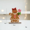 Filz Lebkuchenmädchen Dekoration mit roter Punkt Schleife auf Holzsockel Ornament - Kleiner Lebkuchenmann