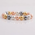 Detail of round shell beads in pink, white, gray, and gold colors for DIY jewelry crafts - White Gray Gold Pink Four-color Shell Pearl