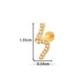 Golden S-shaped stainless steel piercing stud with clear zircons and flat back - Lightning Style (0167-9#) / Gold