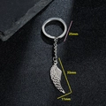 Minimalist stainless steel feather wing pendant keychain with 25mm ring and 33mm charm - Feather / Silver