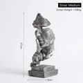 Sculpture de visage abstraite Le Silence est d'Or en résine argentée, taille moyenne - Argent-Moyen-Le Silence est d'Or