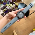 Men's square watch with grey silicone strap and textured charcoal digital dial - Grey Strap (74004)