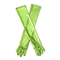 Vibrant bright green patent leather long gloves with metallic finish for cosplay - Grass Green (50cm)
