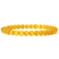 Charming 6mm yellow cat's eye natural stone beaded bracelet with polished finish - Yellow Cat Eye Stone