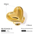 Dettaglio dimensioni dell'anello a cuore grande 30mm in acciaio inossidabile dorato - Stile Cuore (NB-R24426-G) / Oro