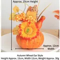Künstlicher Herbstkranz mit Sonnenblume, Kürbis und Weizenähren auf weißem Teller - Ernteweizen-Stil Kürbis-Deko / 15CM