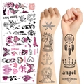 Wasserdichte temporäre Tattoo-Sticker im US-Stil mit Rosen-, Totenkopf- und Engel-Motiven - Amerikanische Serie (10 Blatt/Packung)