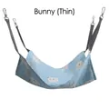 Detail of light blue cat hammock with rabbit patterns and sturdy metal hanging hooks - S / Rabbit Thin Style