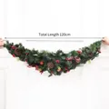 120cm Christmas garland with pine cones, red berries and plaid bows for decoration - 120cm Red Ball Garland